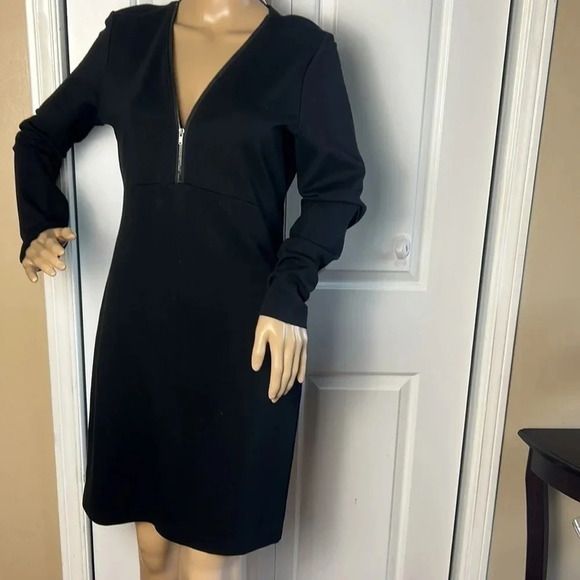 LOLE dress Size Small Black midi quarter front zip empire waist,comfy, stylish - Picture 5 of 12